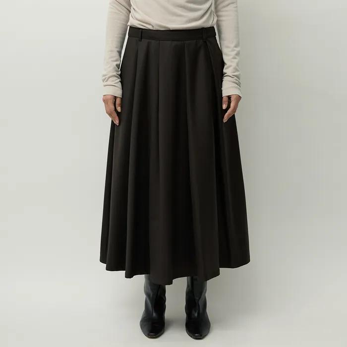 Wool Flared Skirt Dark Brown