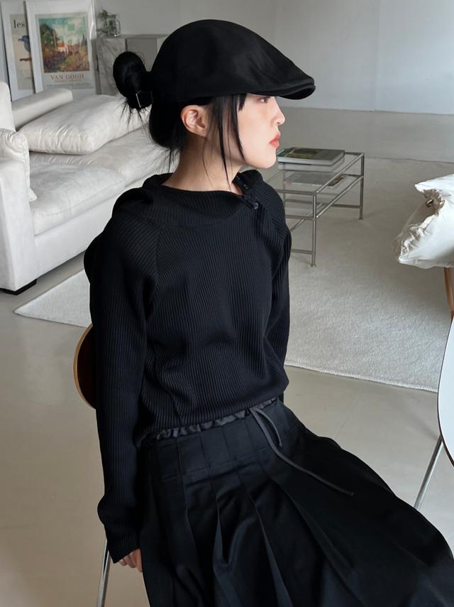 OPEN SHOULDER WAFFLE HOODIE (3color!)