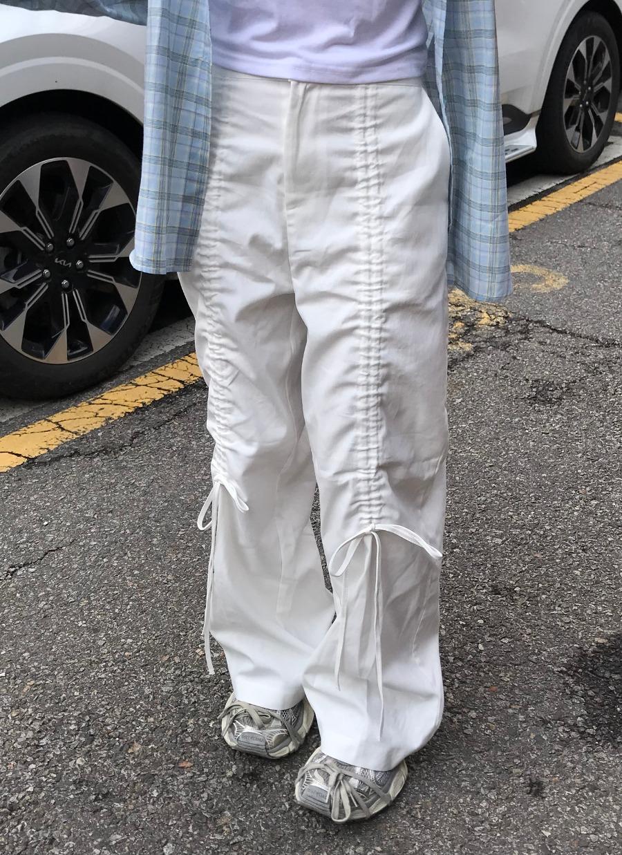 아르코이리스 Moku pants 모쿠 셔링 리본 와이드 팬츠