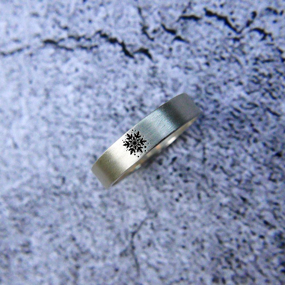 겨울 눈꽃 각인 은 반지 우정링 커플링 실버 925