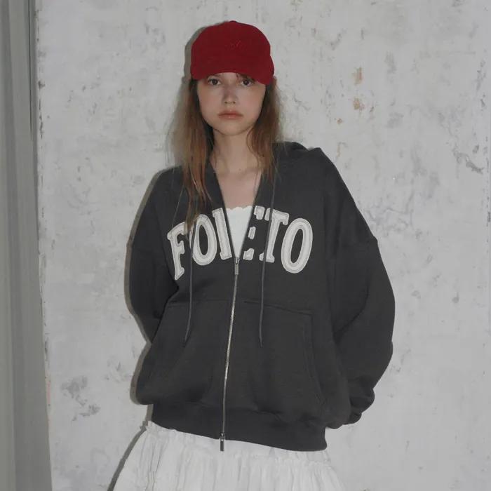 [8th] Washing winter hoody zip-up - vintage charcoal