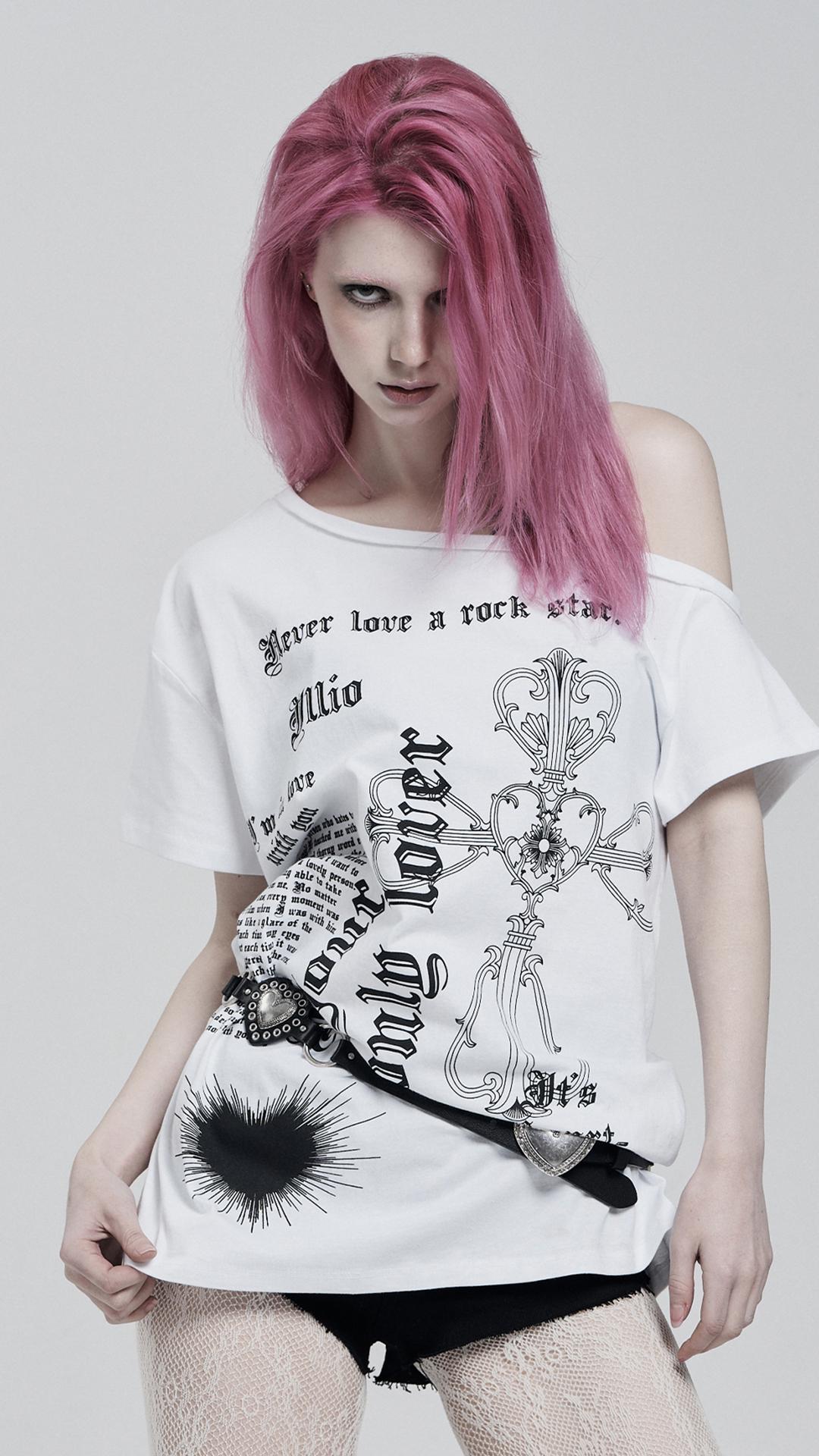 WHITELOVERONE SHOULDER T-SHIRTS
