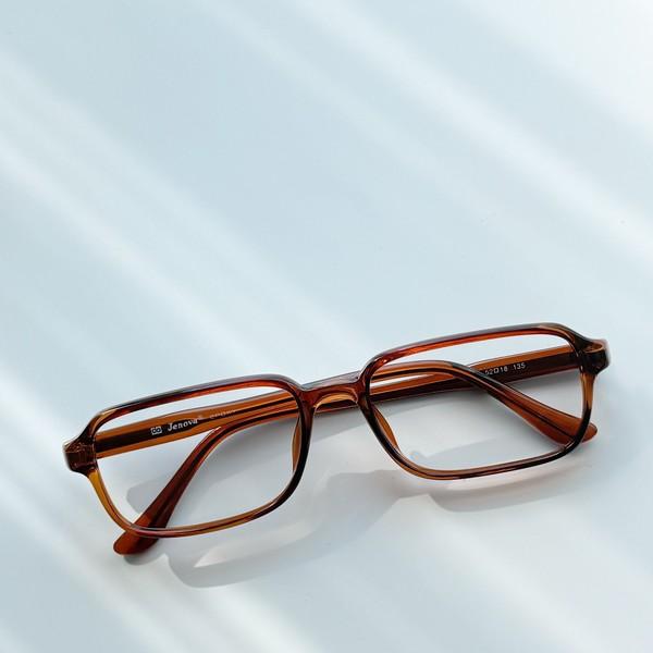 90s Jenova Brown Square Horn-Rimmed Glasses