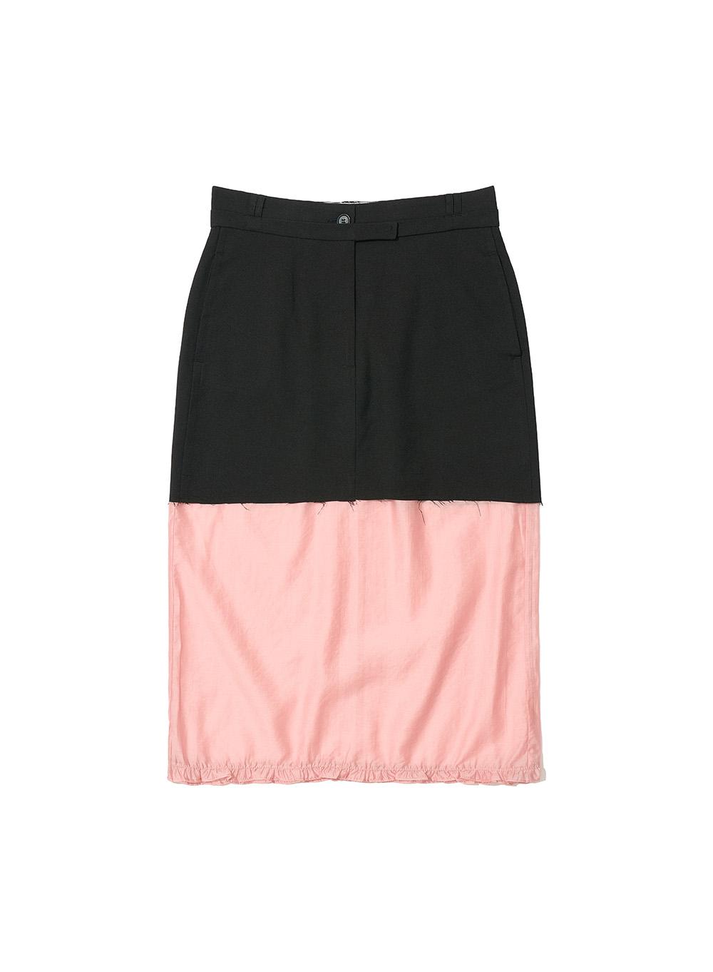 [WOMEN] DOUBLE WAIST LAYERED MIDI SKIRT_BLACK