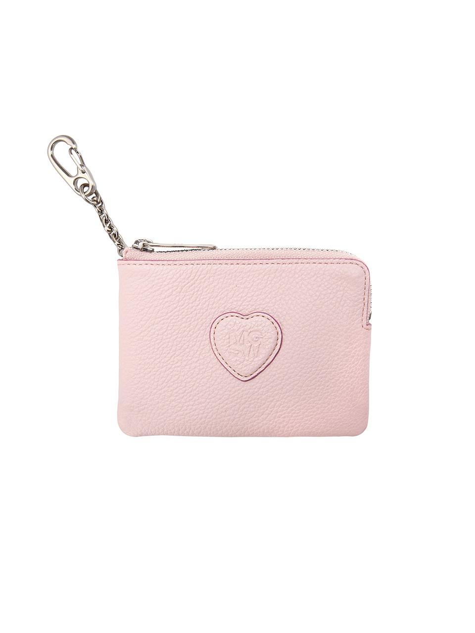 HEART ZIPPER WALLET_pastel pink