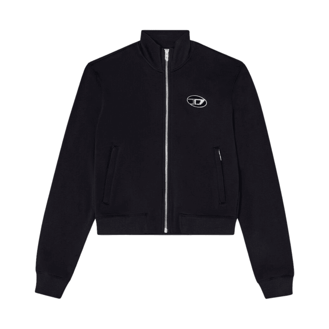 (W) Diesel Zip Up Sweatshirt with Cut-Out Logo Black