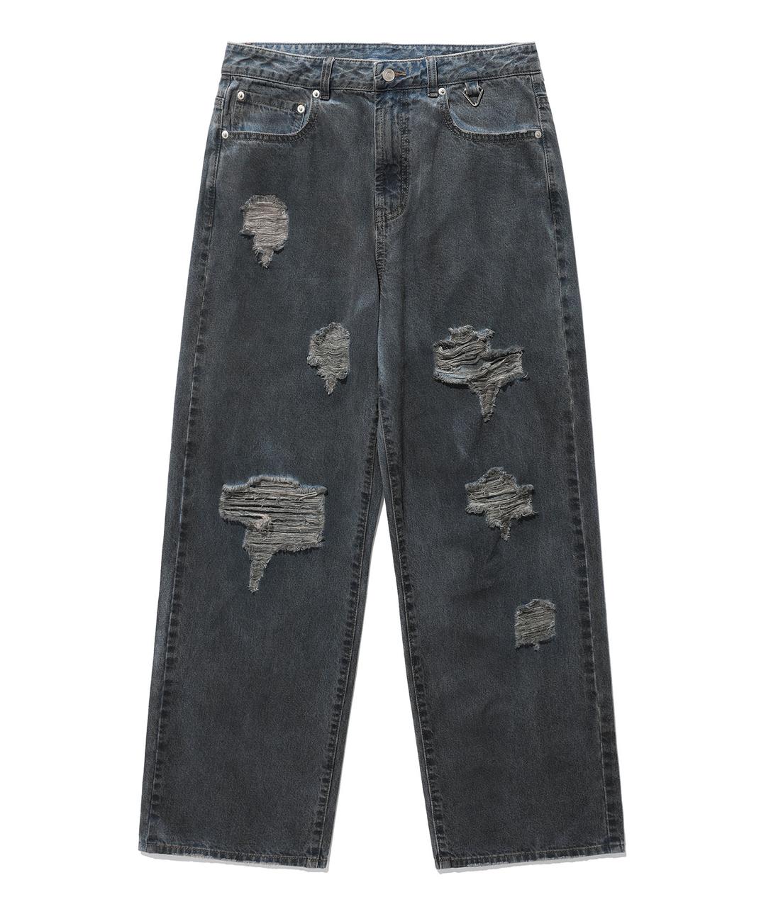 DIRTY WASHING WIDE DENIM PANTS_BLACK