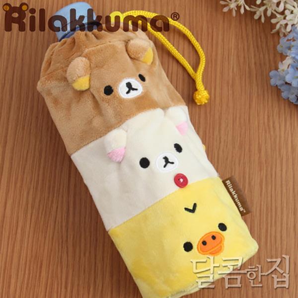 (일본)  리락쿠마 보온보냉 핸드스트랩 물병주머니(얼굴쌓기 8cmx21cm)