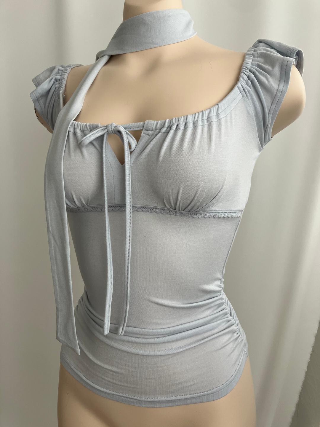 Lace tie top babyblue (scarf set)