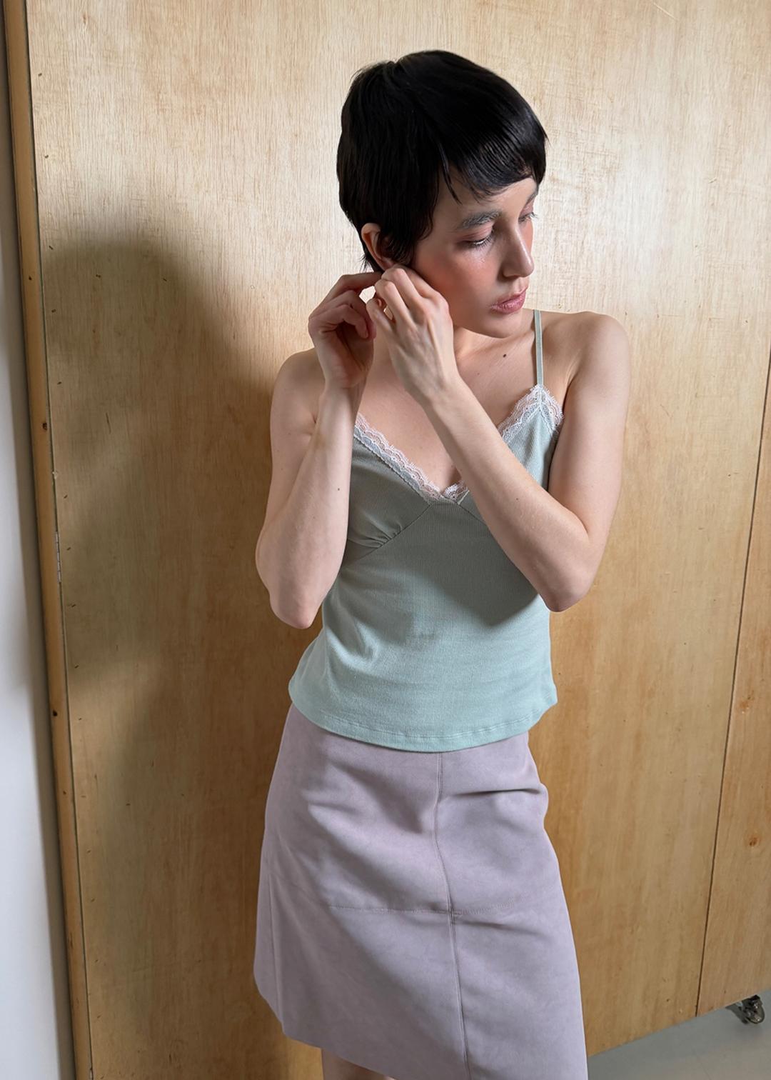 LACE COTTON CAMISOLE [MINT]