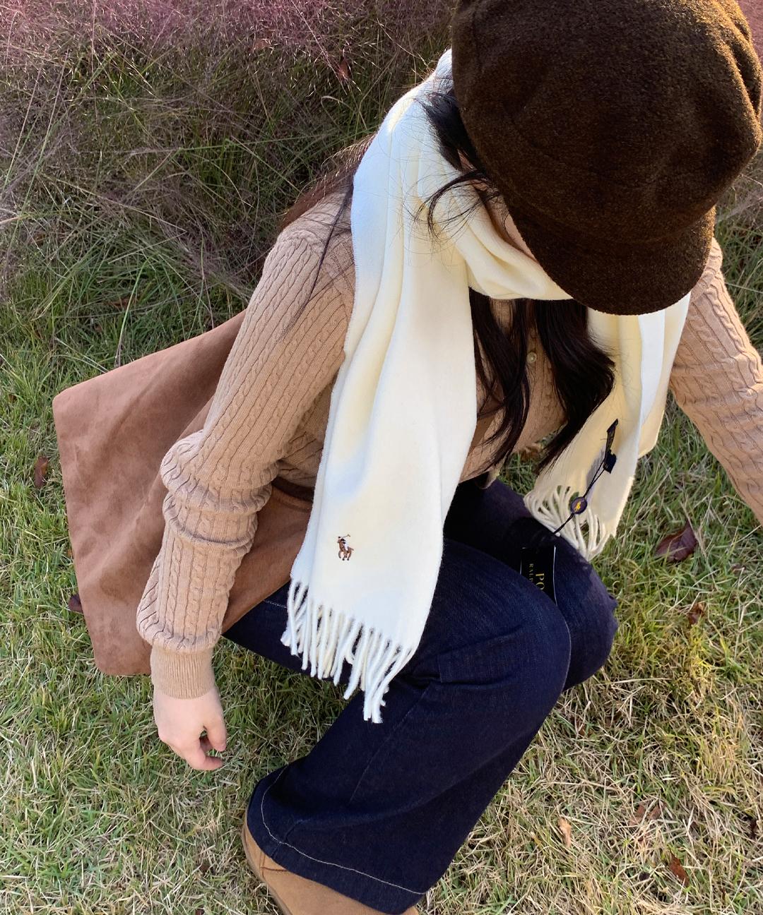 세컨찬스 [💖당일출고] PC1047 폴로 랄프로렌 프린지 버진 울 100% 머플러 목도리 선물