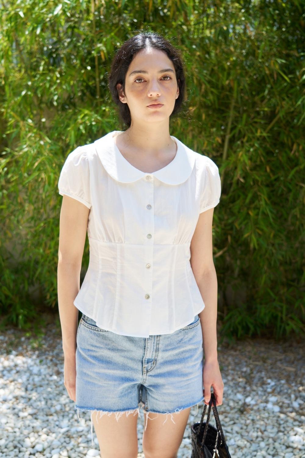 Yuri pearl button blouse - ivory