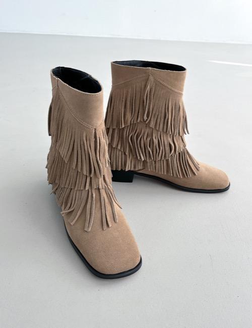 bohemian fringe suede half boots