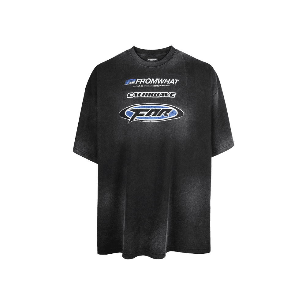 파프롬왓 파 워시드 로고 티셔츠 블랙