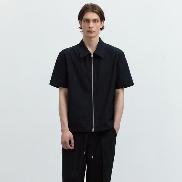 COLLARED ZIP-UP SHIRT BLACK_M_UDSH4B321BK