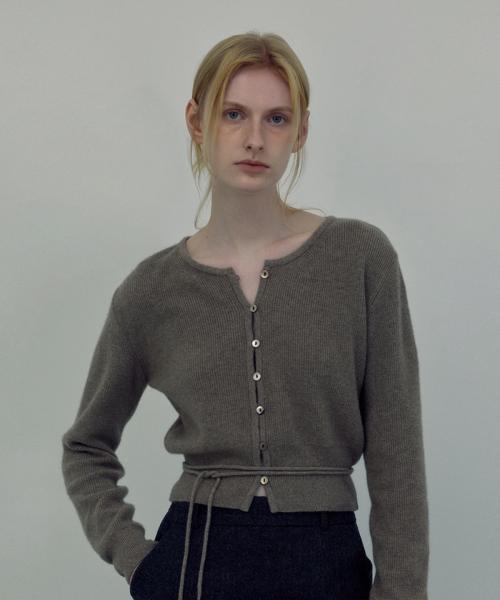 Wool CashMink Pearl Cardigan (Brown)