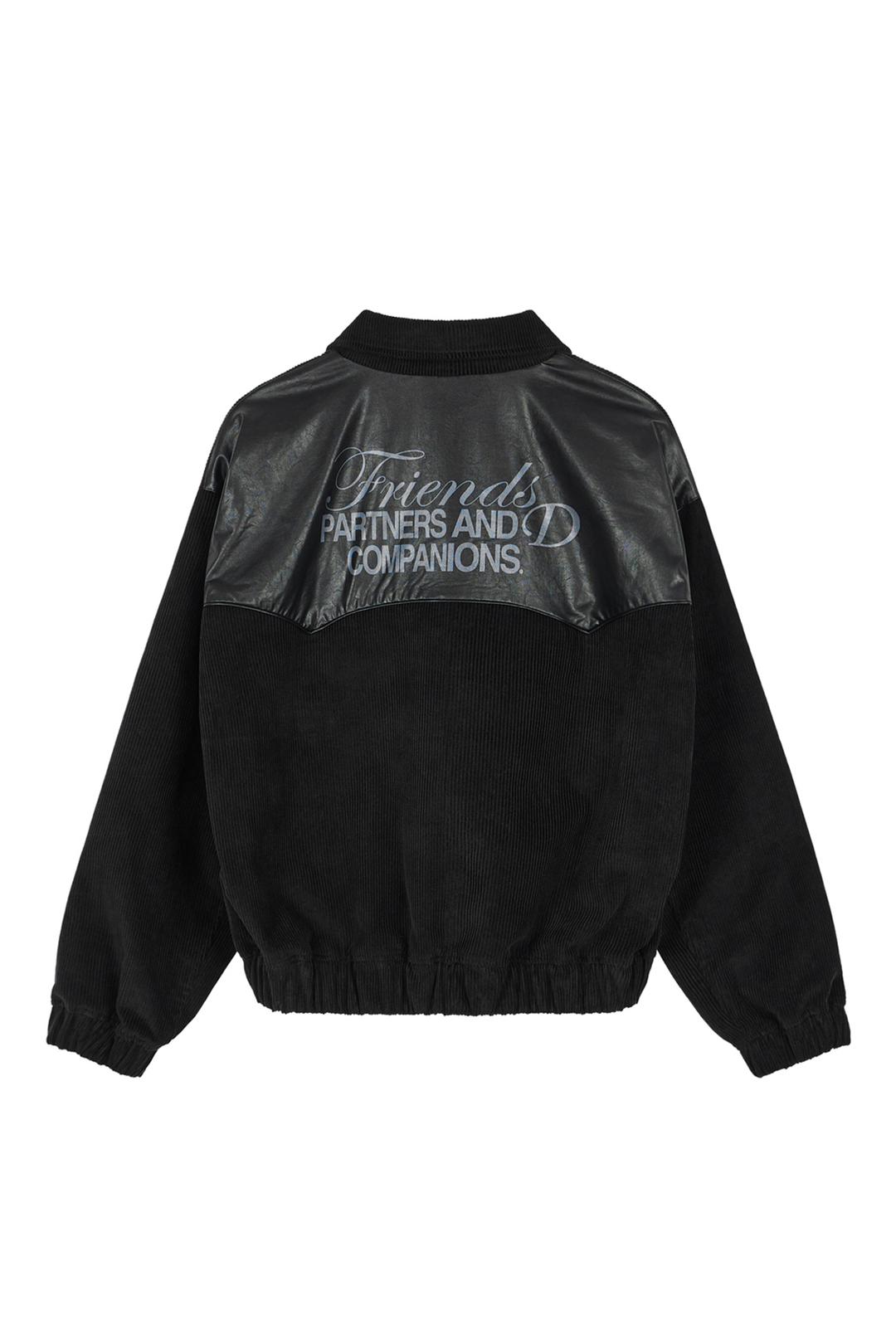 D & FRIENDS CORDUROY VARSITY JACKET IN BLACK