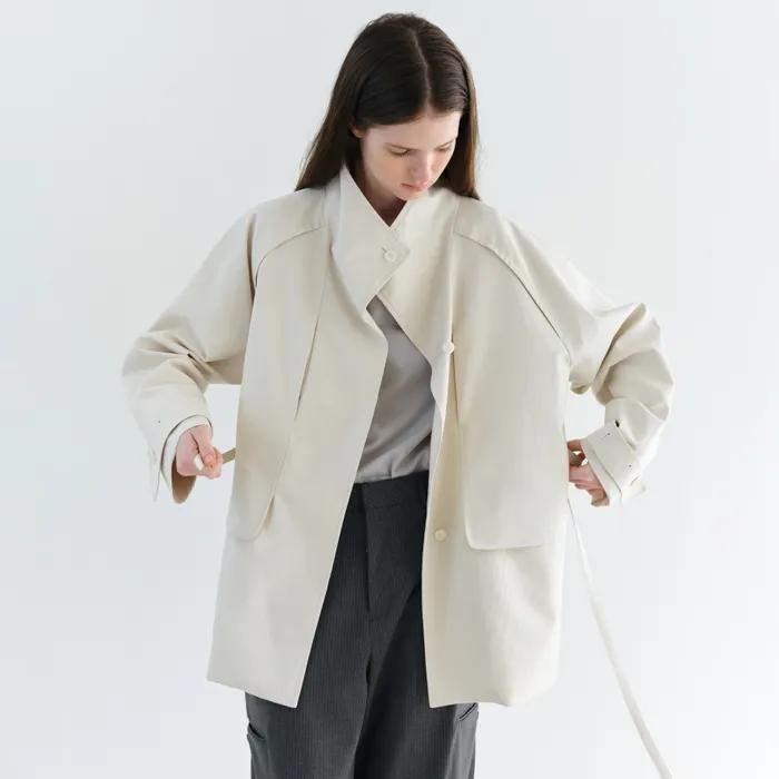 [6차 재입고] vent half trench coat (ivory)