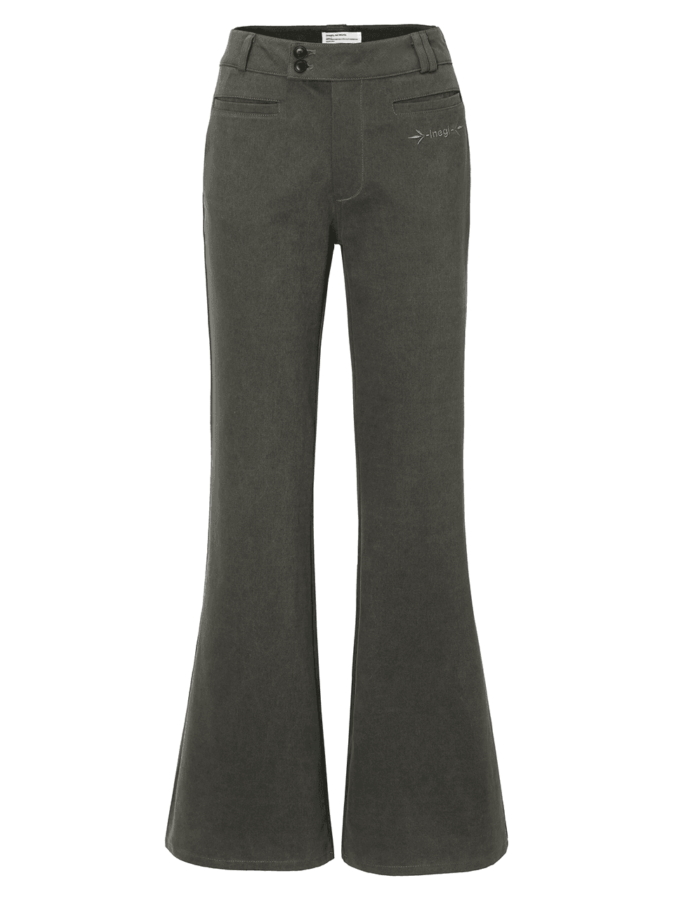 Two-Button Cationic Bootcut Pants (khaki)