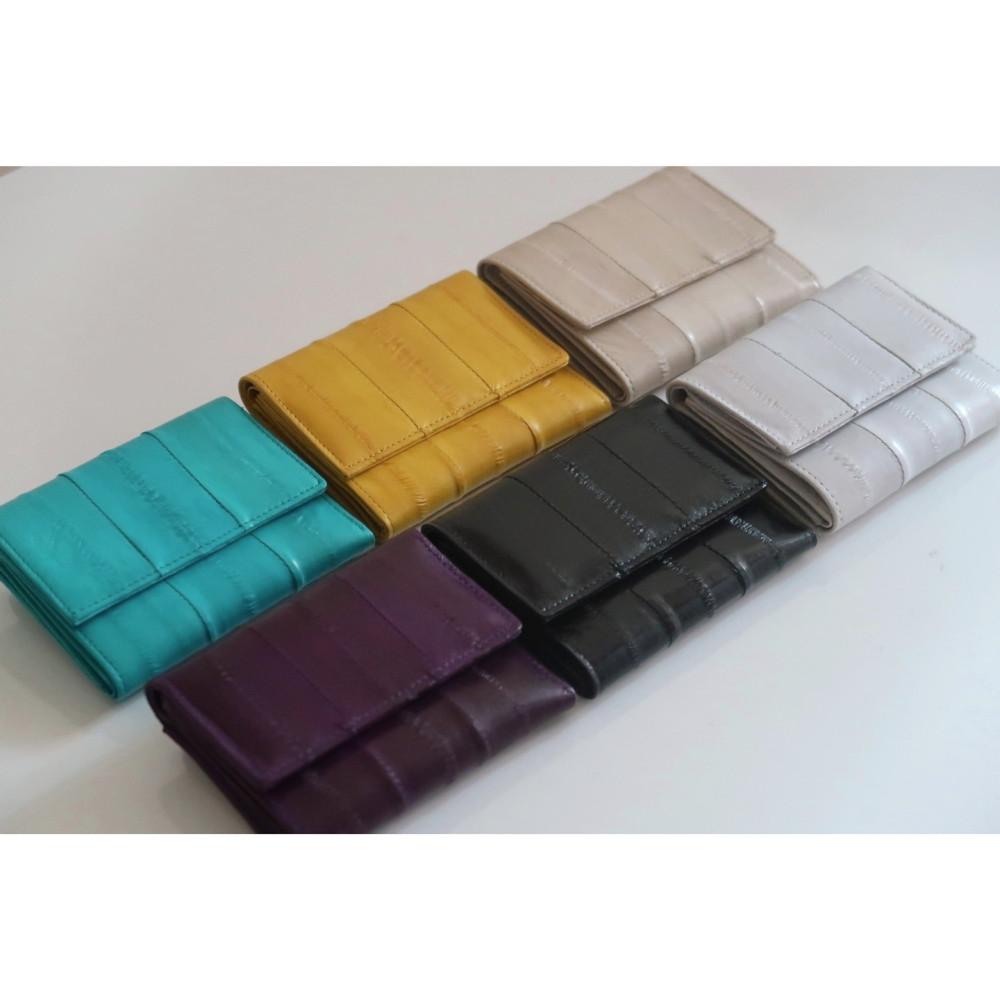 리사이클 장어 천연 가죽 3단 50대 엄마 카드 손 똑딱이 학생 지갑 선물 친환경상품