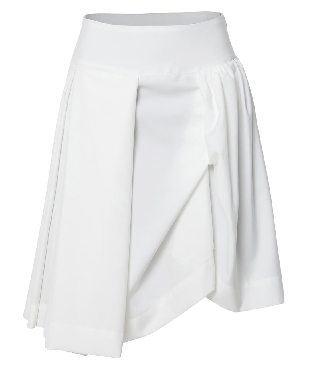 Asymmetrical Draped Midi Skirt (FL-248_White)