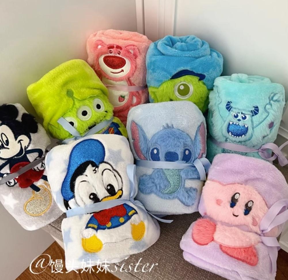 부드럽고 포근한 캐릭터 담요 7종 스티치 미키마우스 커비 설리반