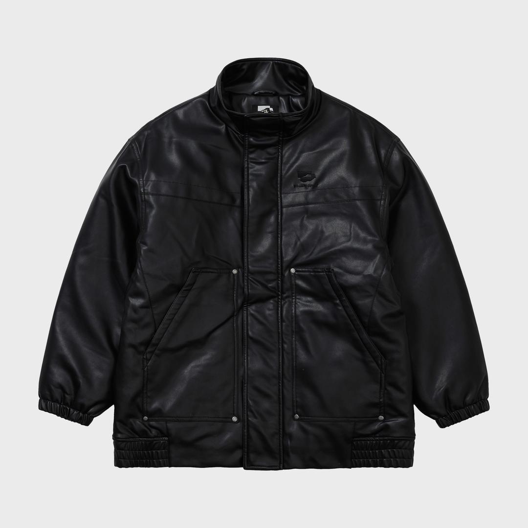 Padded Vegan Leather Jacket Black