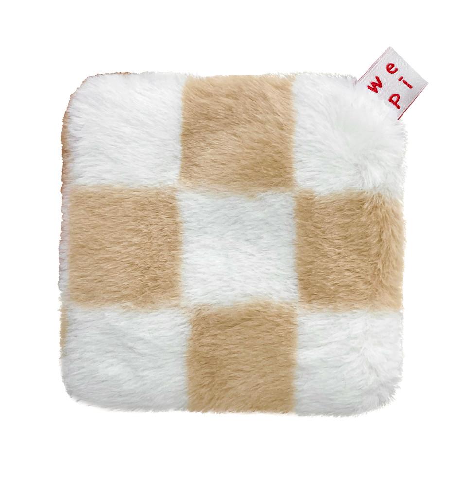 [체크보드 퍼 코스터 - beige]   check board fur coaster coaster 티코스터 퍼코스터 털컵받침 홈카페 주방인테리어