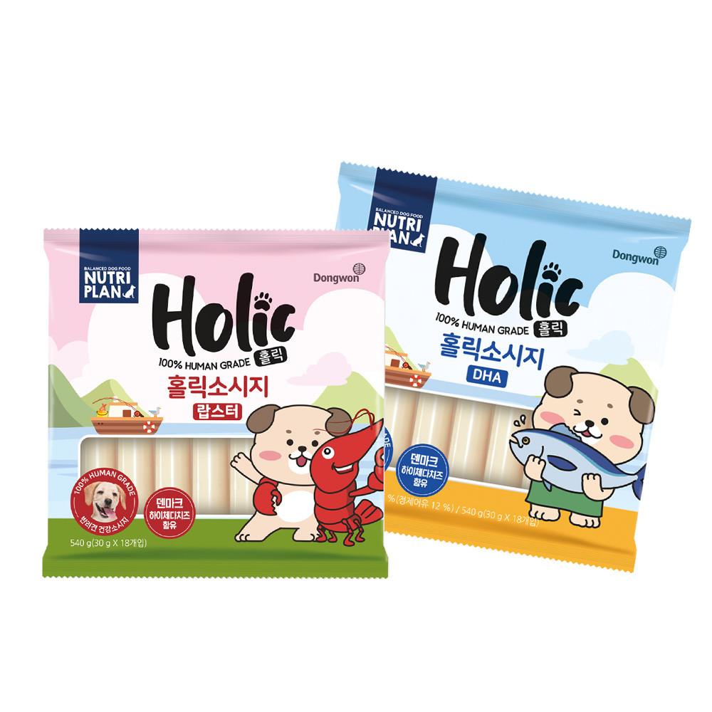 [1+1] 뉴트리플랜 홀릭 소시지 DHA 18개입+랍스터 18개입 강아지 소세지 간식