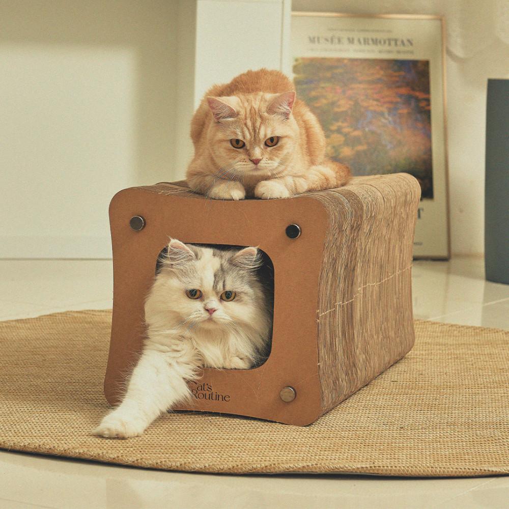 캣츠루틴 고양이 숨숨집 스크래쳐 라운지 스크래칭 벤치