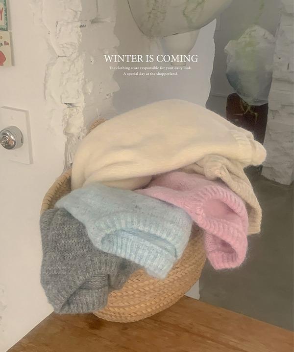 쇼퍼랜드 [기획][울]포근 헤어리 파스텔 울 라운드 루즈핏 니트 (5color)