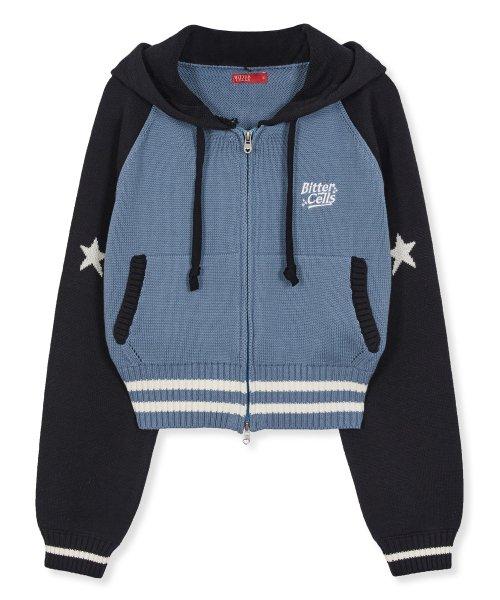 스타 니트 후드-블랙