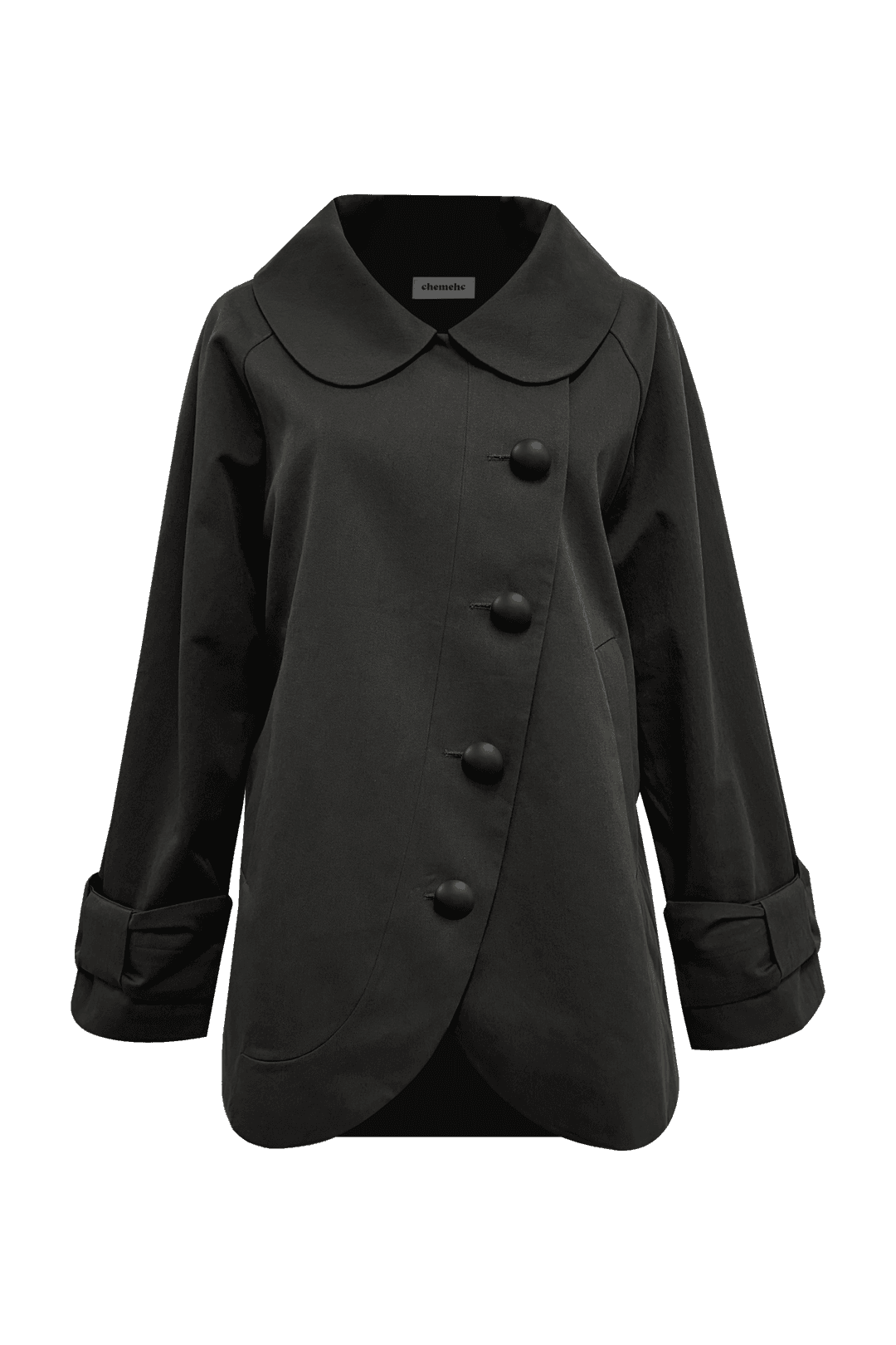 [09.18 순차출고] BOW ROUND COTTON HALF COAT (CHARCOAL)