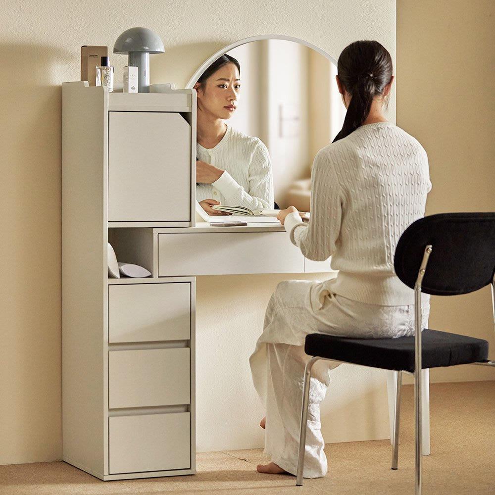리샘 데인티 익스텐션 수납 화장대 원형거울 풀세트