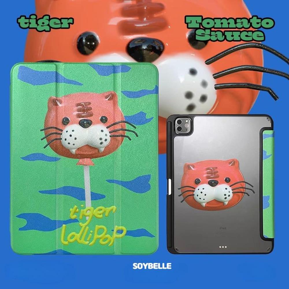 소이벨 2COLOR Tiger Lollipop 아이패드 커플 케이스 삼단 접이식 펜슬수납