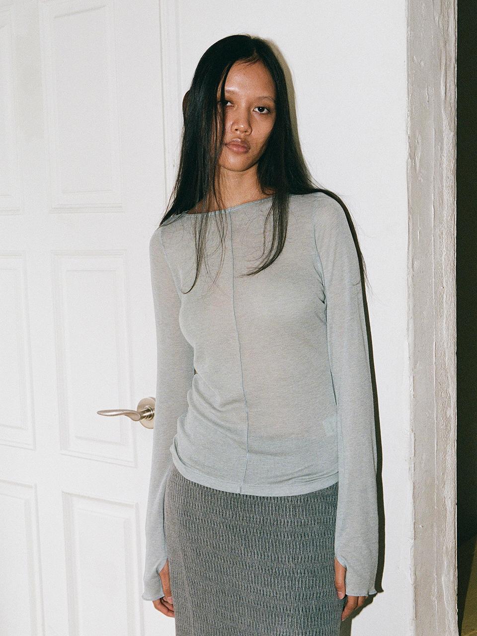 Hole Sleeve Top - sleepy blue