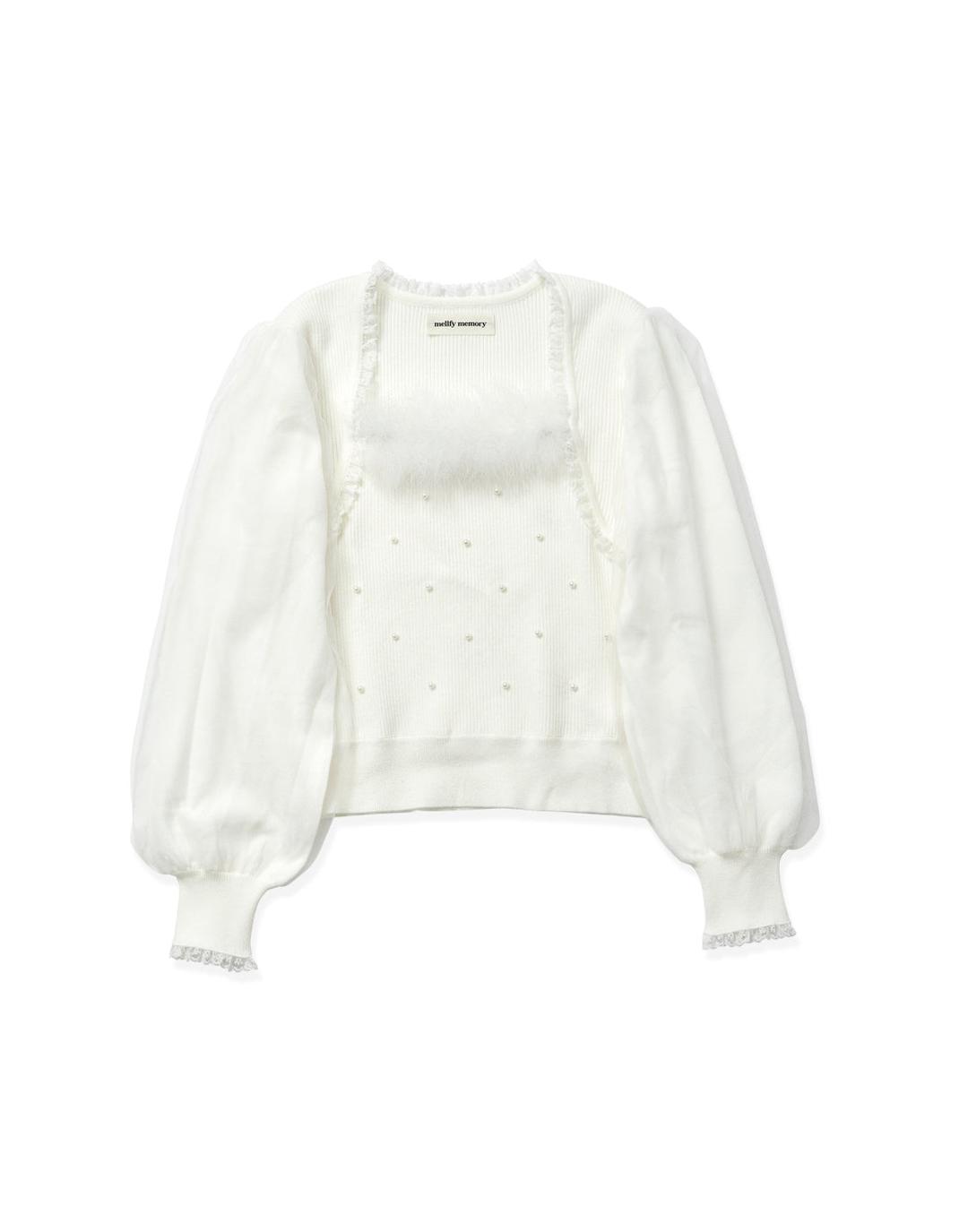 Fairy swan bolero-like ニットトップス - WHITE / M