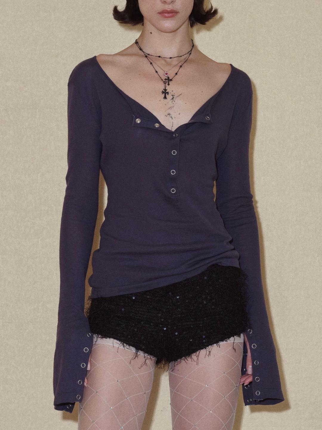 Blue-gray Slim Cardigan