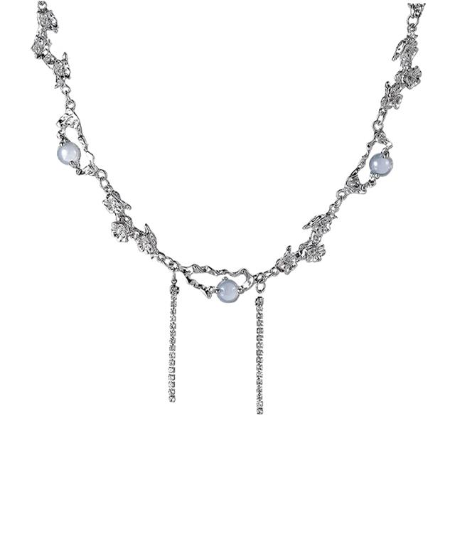 Opal shining bold chain cubic necklace