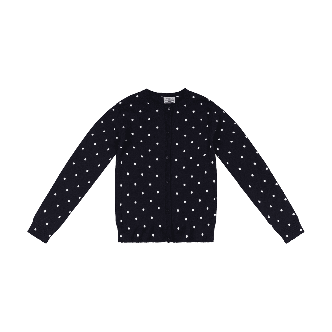MOLLY KNIT CARDIGAN- WHITE POLKA DOT - XS