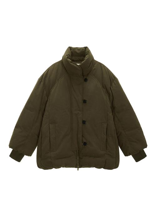 WASHED BUTTON DOWN JUMPER IN KHAKI
