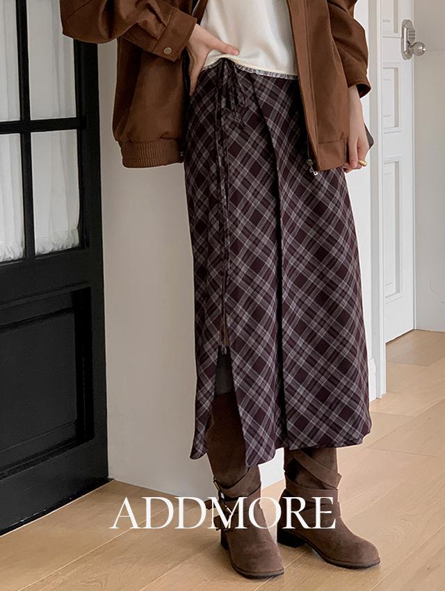 에드모어 [🍂레이어드스커트/치마][에드모어] msk553 위티 체크 랩 레이어드 롱스커트