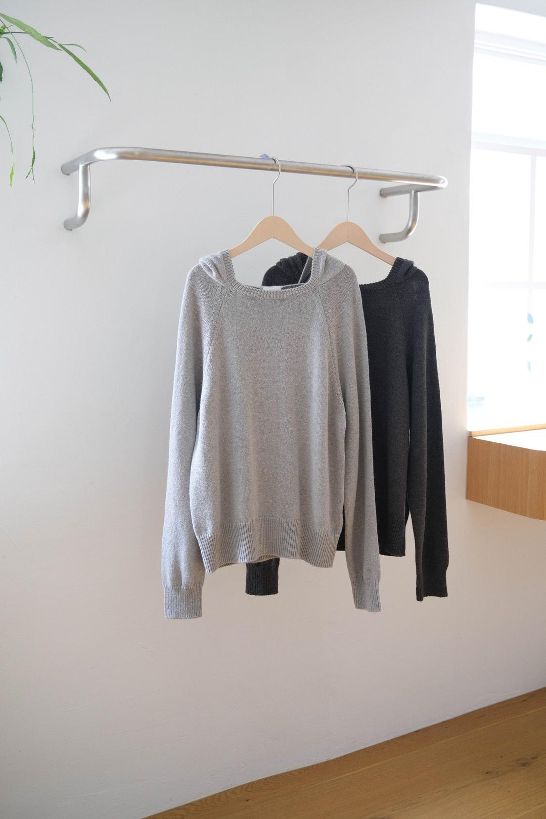 Cotton angora hood knit (2col)