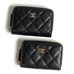샤넬 클래식 캐비어 지퍼 카드지갑 블랙 금장/은장 AP0216 클똑