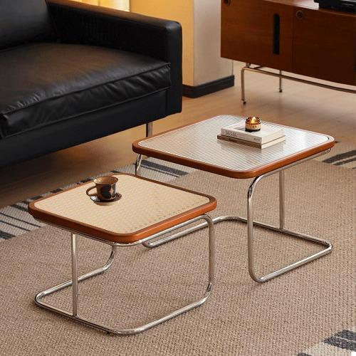 세이지 라탄 미니 침대 쇼파 보조 간이 티 사이드 테이블