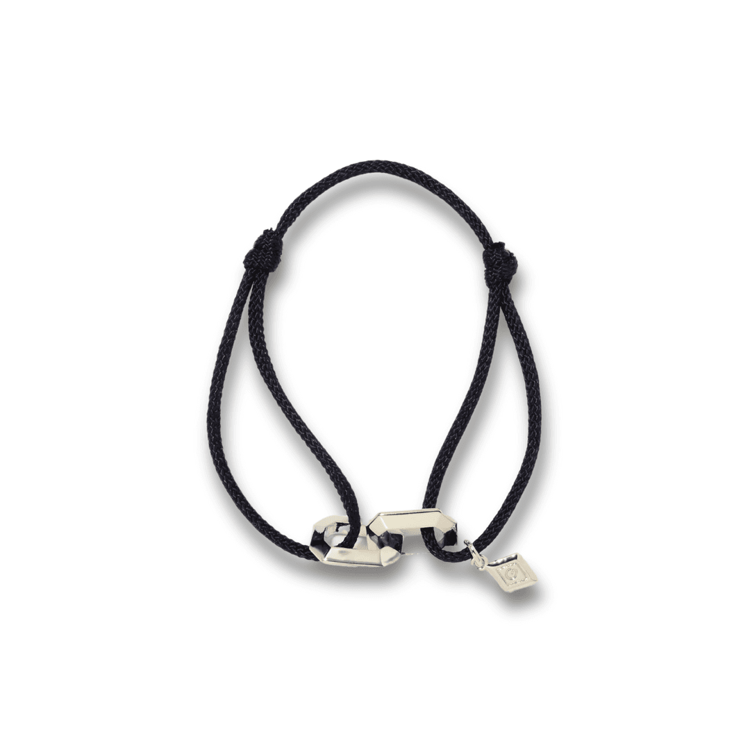 Silver Commitment Black Cord Bracelet