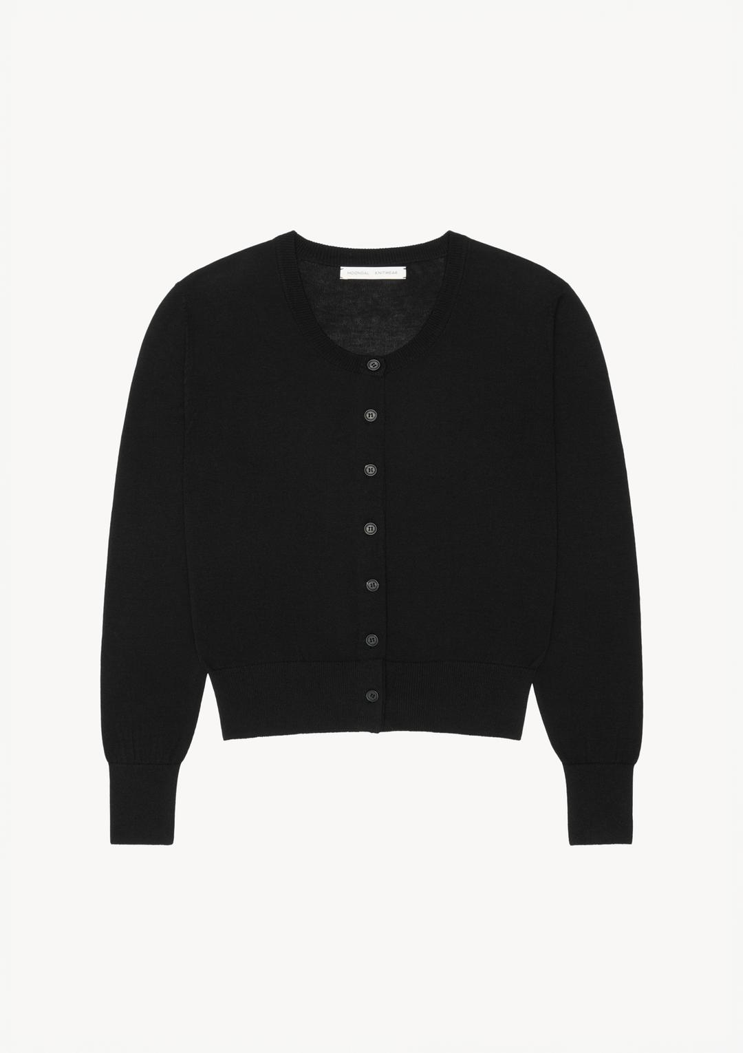 U-Neck Knit Cardigan in Black