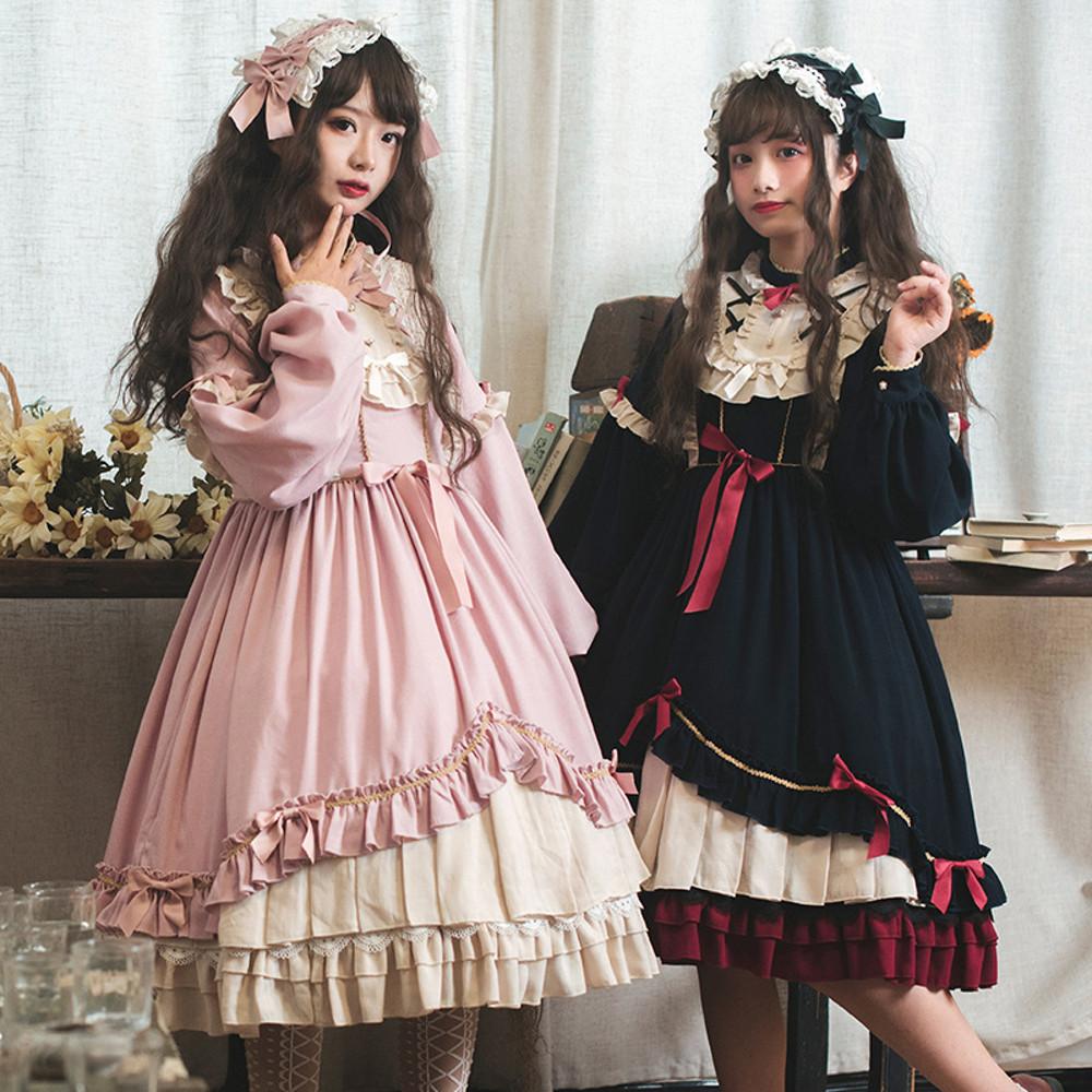 로리타 유럽 소녀 원피스 긴팔 공주 드레스 lolita 추동소녀