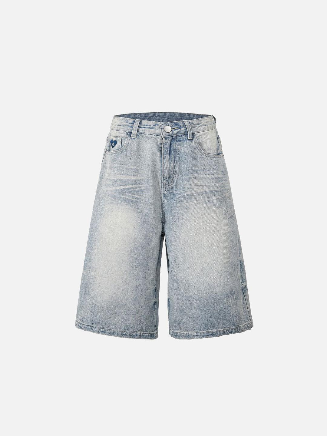 Aelfric Eden Distressed Washed Loose Longline Jorts - Blue / 26