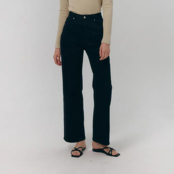 뮤 스트레이트 블랙 팬츠 [3color]